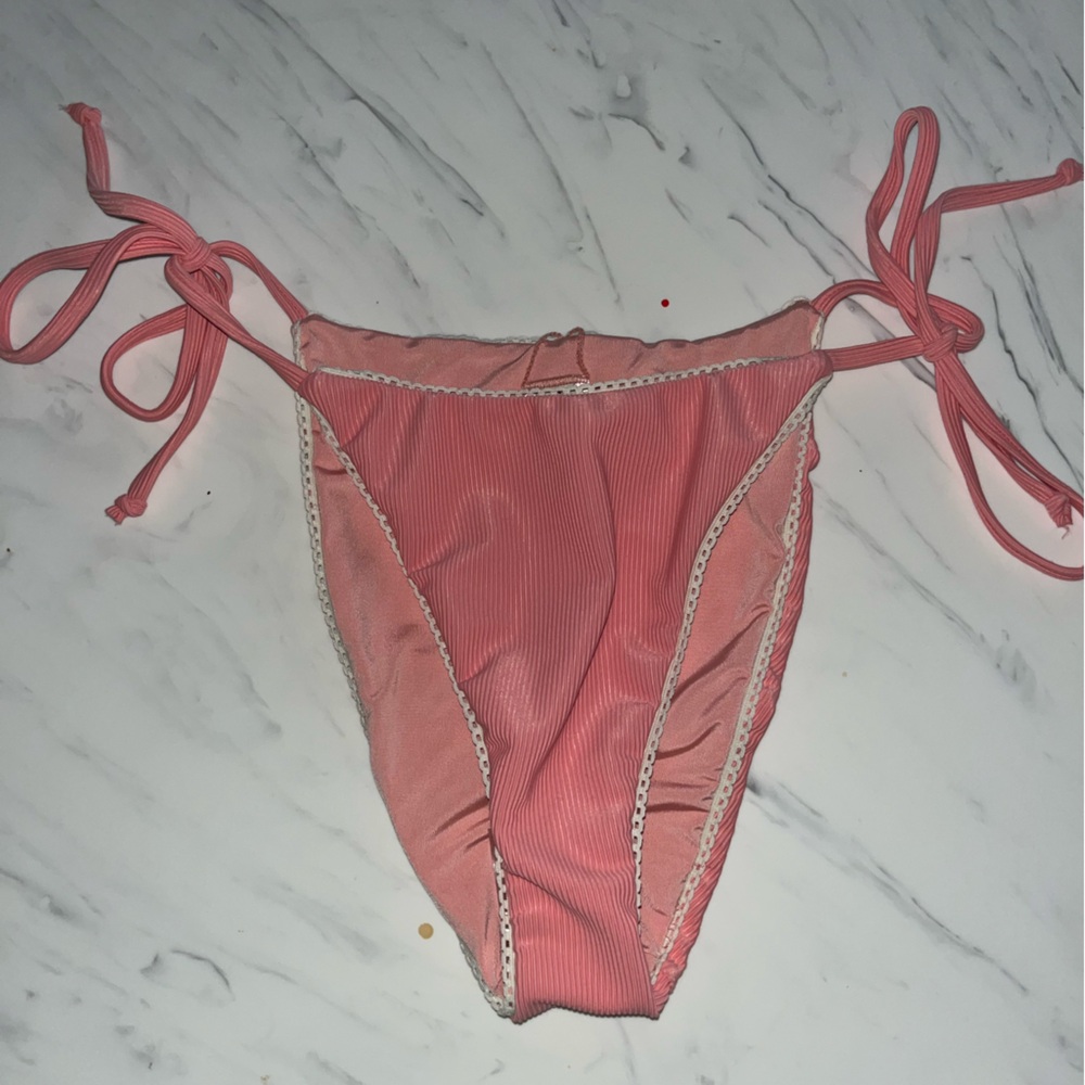 Dippin daisys peach bikini bottoms m bathing suit tie side string new cheeky